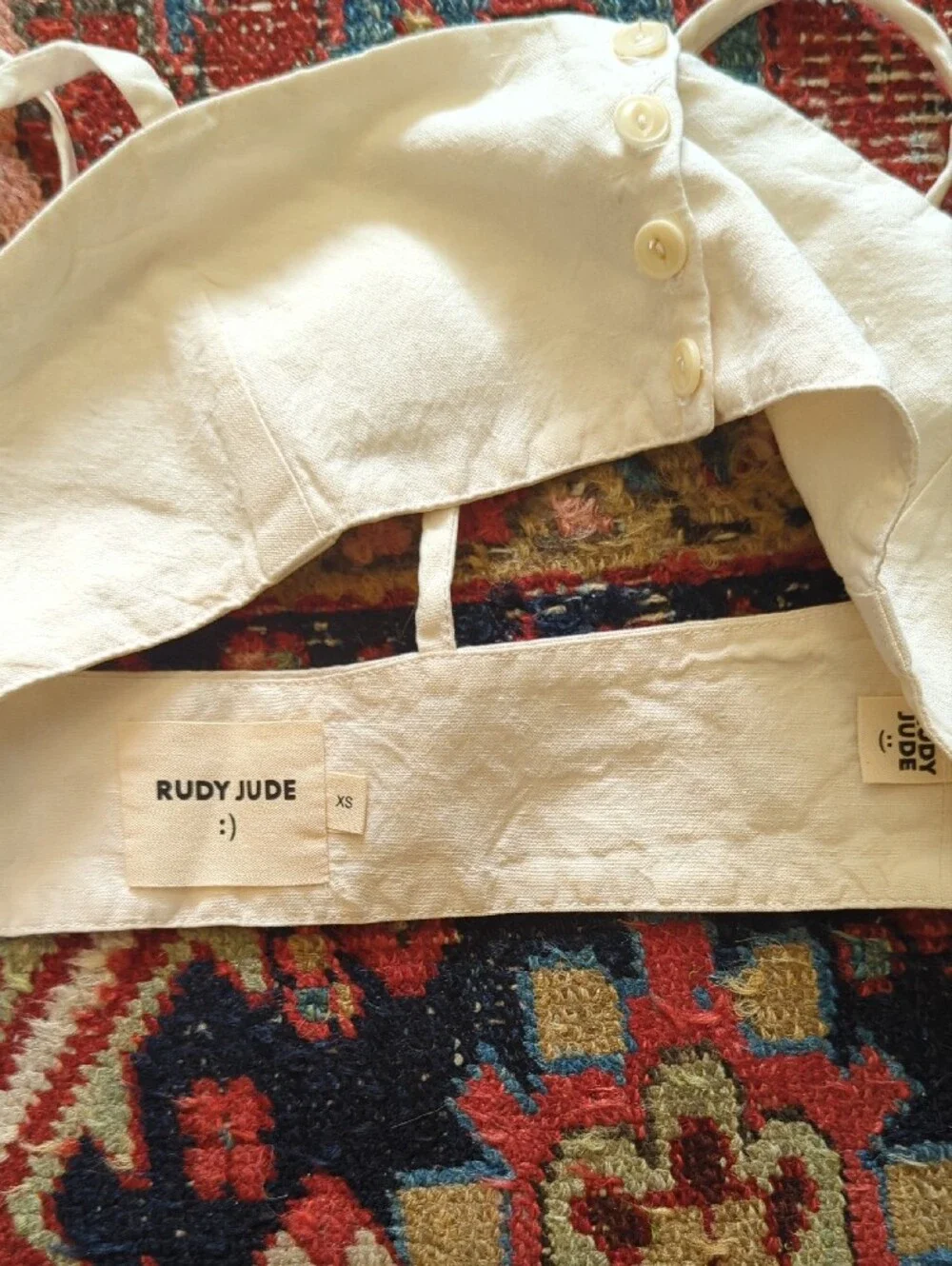 Rudy Jude Cream Button-Front Cropped Tank